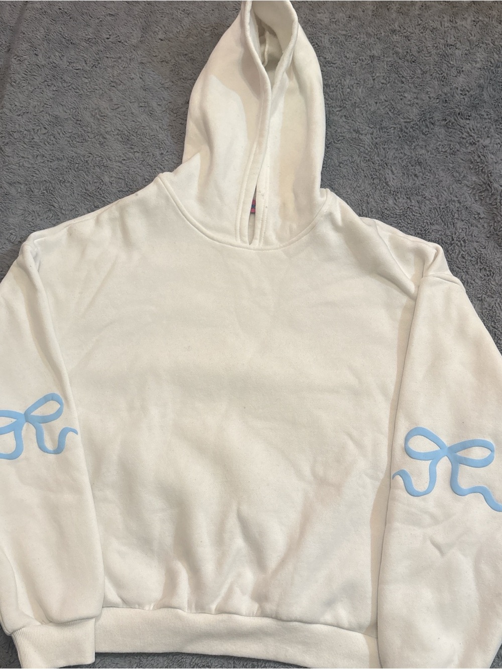 Edikted Cream Hoodie with Pink Logo Tag